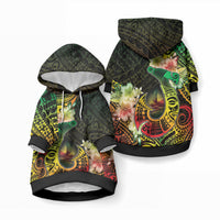 Hawaii Discoverers Day Pet Hoodie Polynesian Fish Hook With Hibiscus Reggae LT05 Pullover Reggae - Polynesian Pride