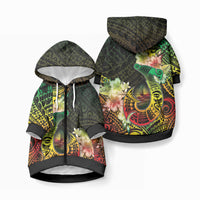 Hawaii Discoverers Day Pet Hoodie Polynesian Fish Hook With Hibiscus Reggae LT05 Zip-up Reggae - Polynesian Pride
