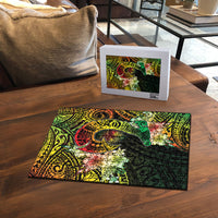 Hawaii Discoverers Day Puzzle Polynesian Fish Hook With Hibiscus Reggae