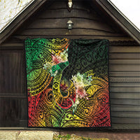 Hawaii Discoverers Day Quilt Polynesian Fish Hook With Hibiscus Reggae