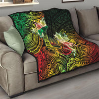 Hawaii Discoverers Day Quilt Polynesian Fish Hook With Hibiscus Reggae