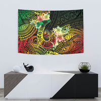Hawaii Discoverers Day Tapestry Polynesian Fish Hook With Hibiscus Reggae