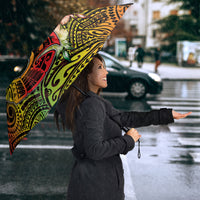 Hawaii Discoverers Day Umbrella Polynesian Fish Hook With Hibiscus Reggae