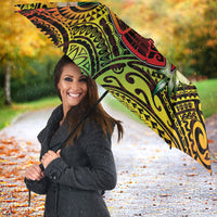Hawaii Discoverers Day Umbrella Polynesian Fish Hook With Hibiscus Reggae