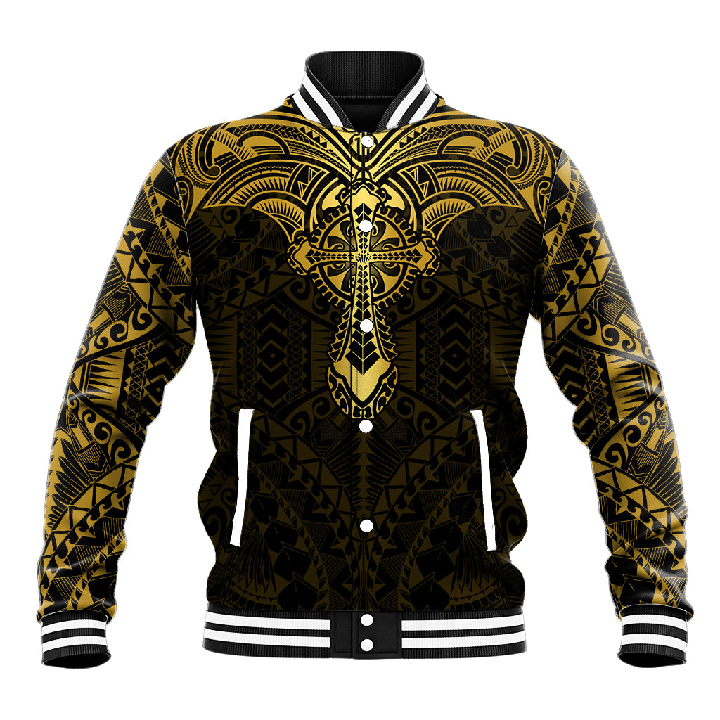 Personalized Polynesia Baseball Jacket With Christian Cross LT05 Unisex Gold - Polynesian Pride