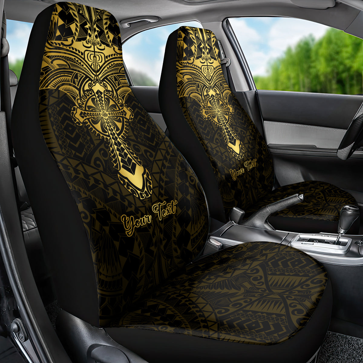 Personalized Polynesia Car Seat Cover With Christian Cross LT05 - Polynesian Pride