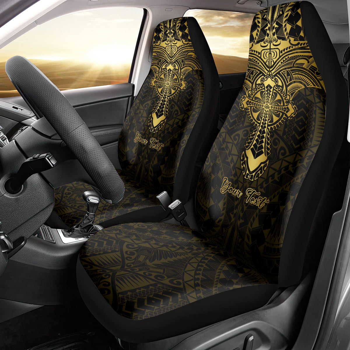Personalized Polynesia Car Seat Cover With Christian Cross LT05 - Polynesian Pride