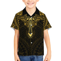Personalized Polynesia Kid Hawaiian Shirt With Christian Cross LT05 Kid Gold - Polynesian Pride