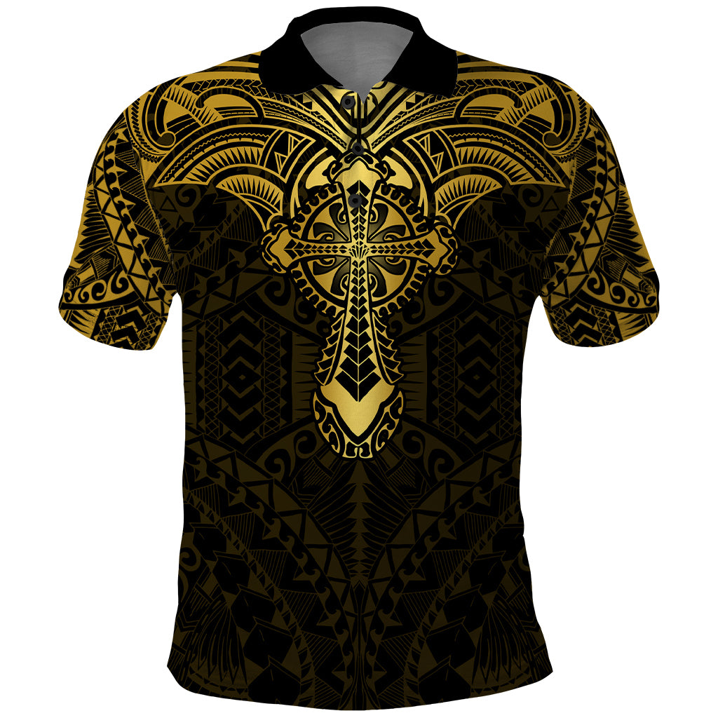 Personalized Polynesia Polo Shirt With Christian Cross LT05 Gold - Polynesian Pride