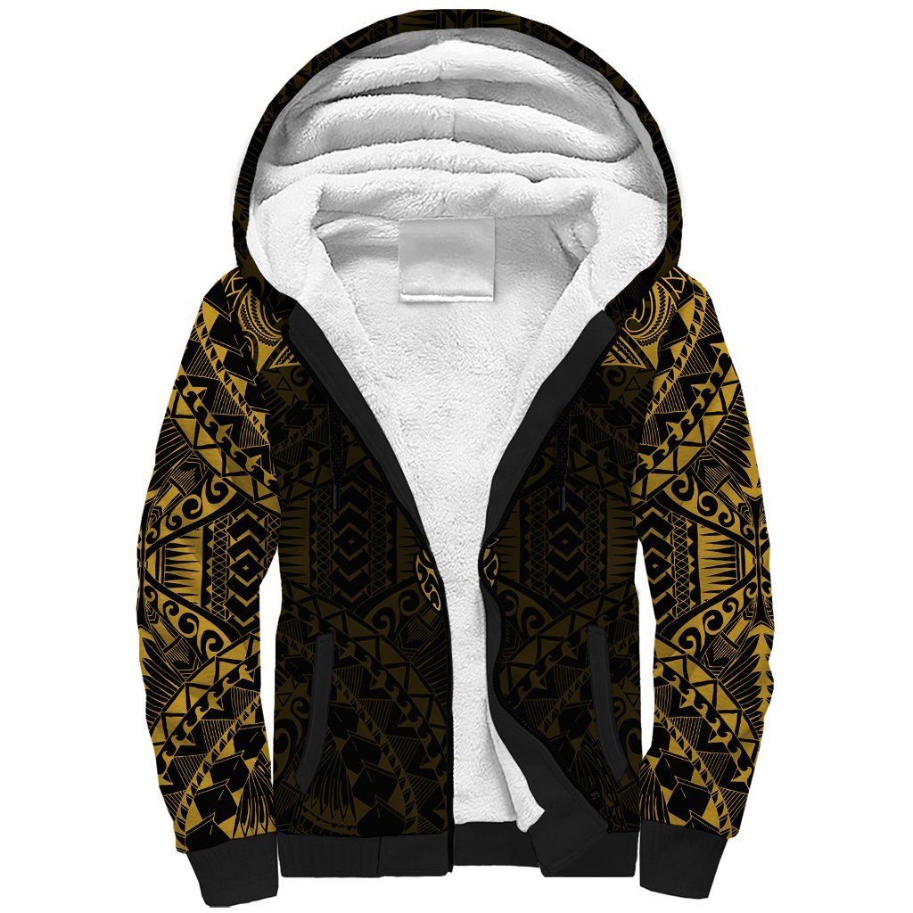 Personalized Polynesia Sherpa Hoodie With Christian Cross LT05 Unisex Gold - Polynesian Pride