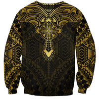 Personalized Polynesia Sweatshirt With Christian Cross LT05 Unisex Gold - Polynesian Pride