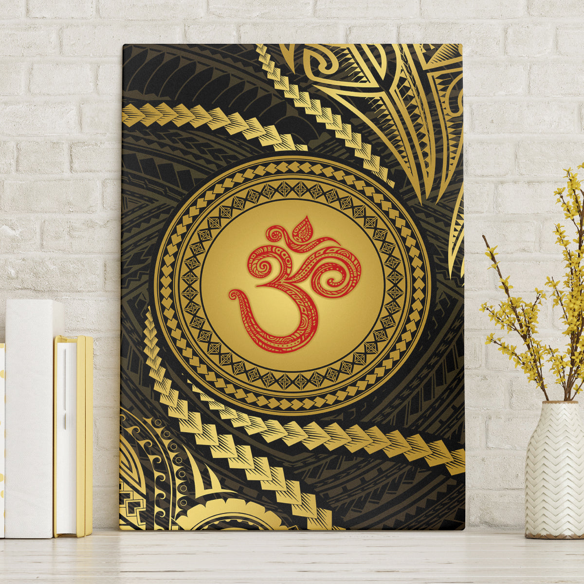 Polynesia Canvas Wall Art With Hindu Om Symbol LT05