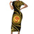 Polynesia Family Matching Short Sleeve Bodycon Dress and Hawaiian Shirt With Hindu Om Symbol LT05 Mom's Dress Gold - Polynesian Pride