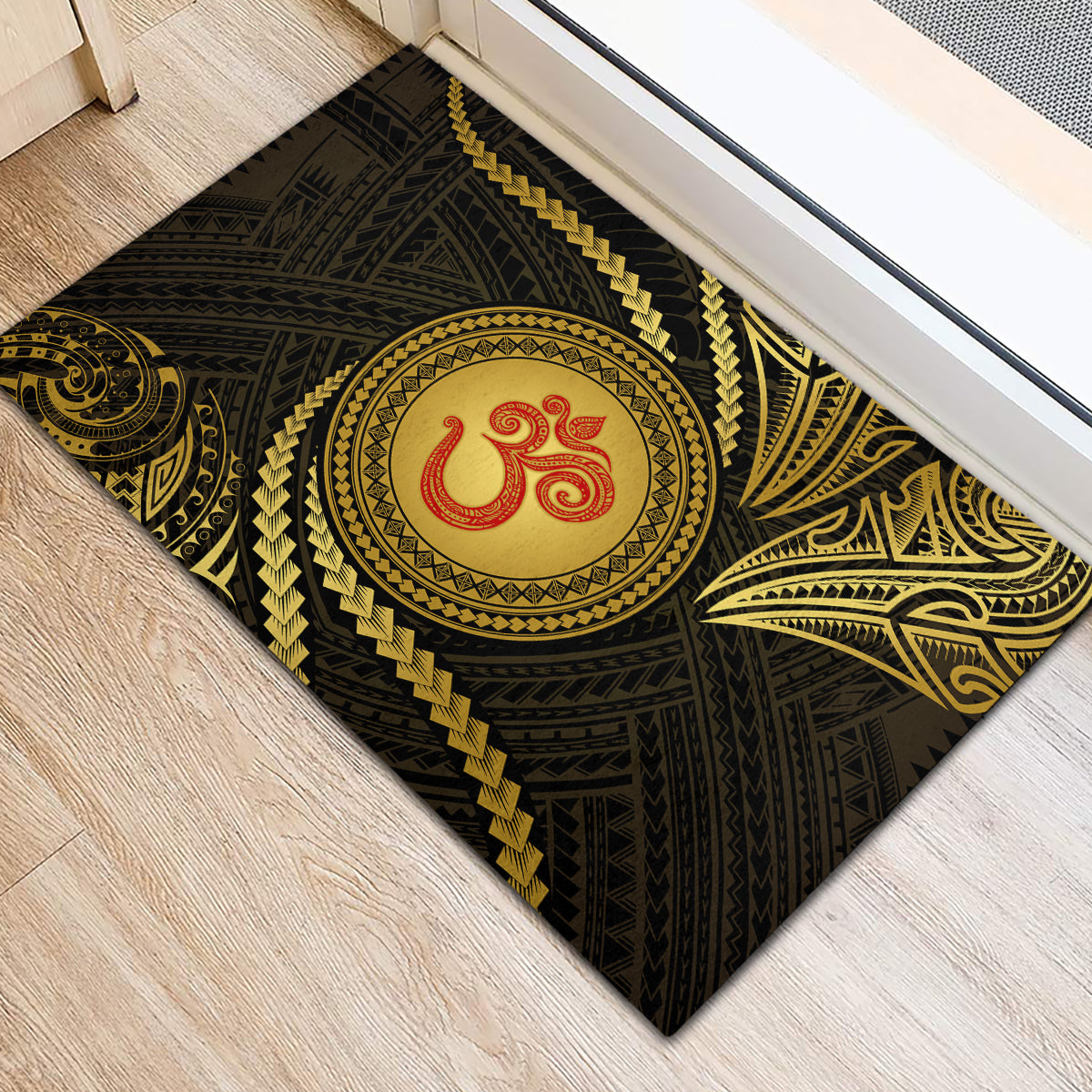 Polynesia Rubber Doormat With Hindu Om Symbol LT05 - Polynesian Pride