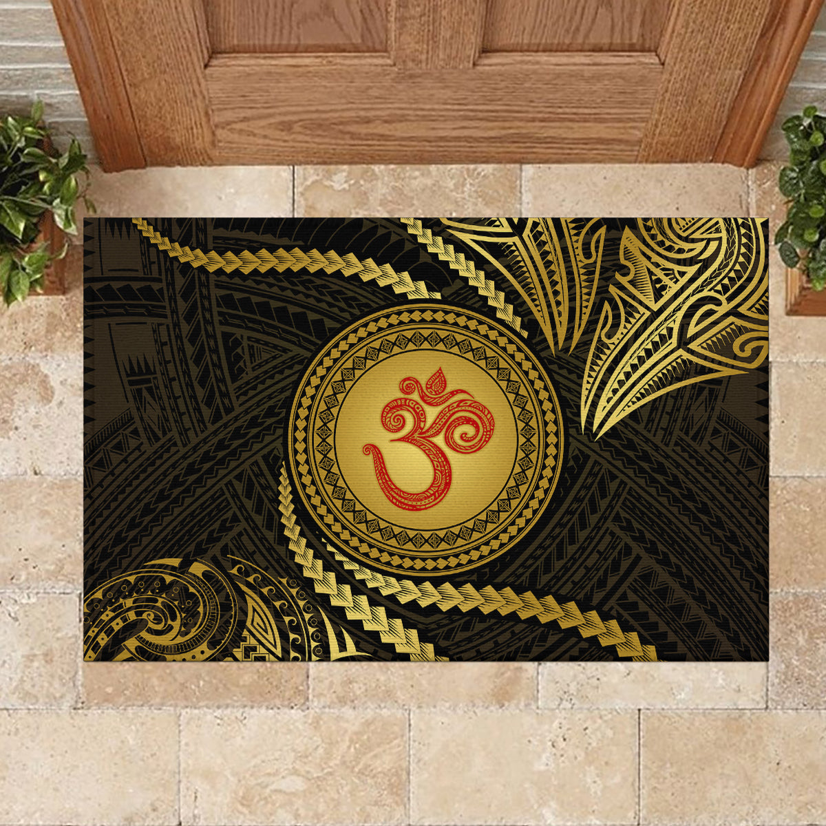 Polynesia Rubber Doormat With Hindu Om Symbol LT05 - Polynesian Pride
