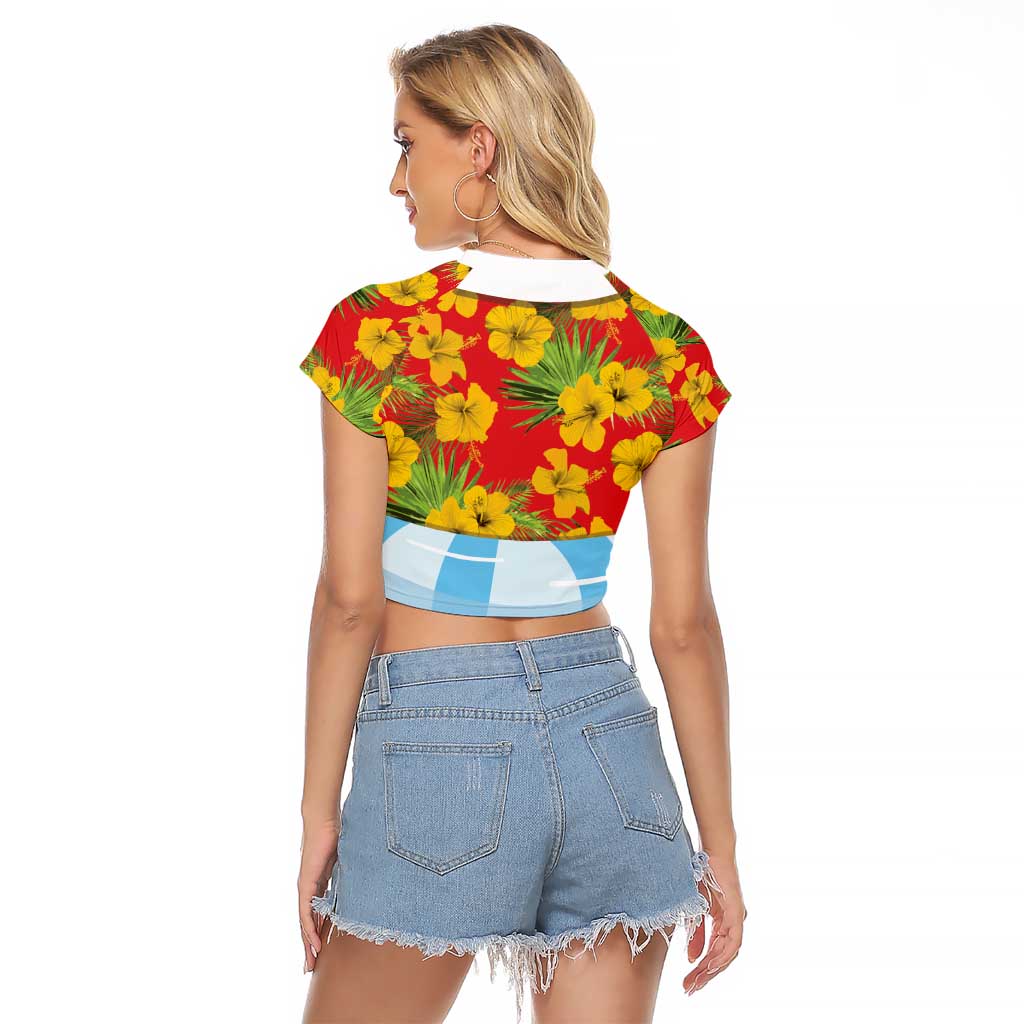 Polynesia Santa Claus Costume Raglan Cropped T Shirt Tropical Vibe LT05 - Polynesian Pride