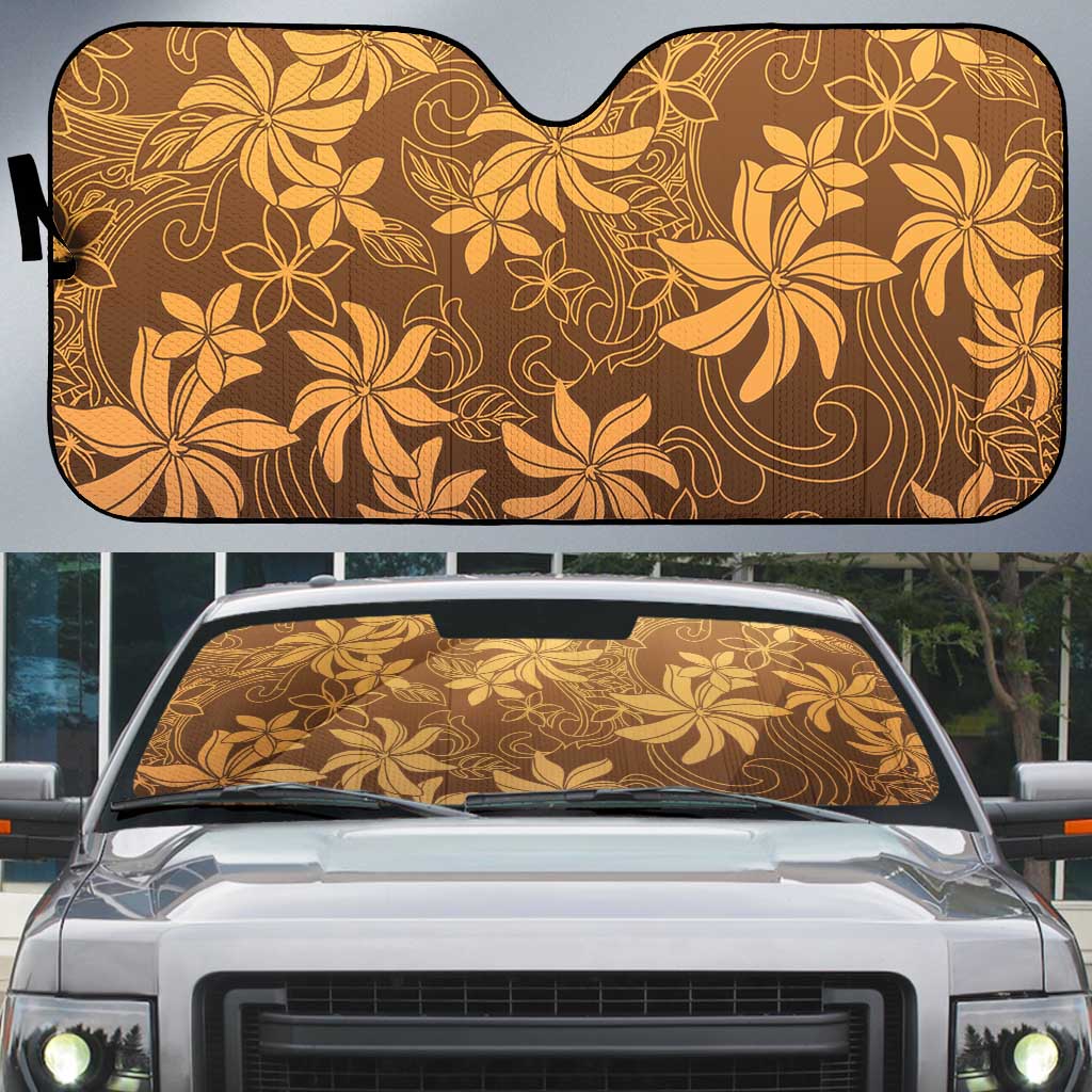 Tiare Tahiti Auto Sun Shade Brown Polynesia Motifs LT05 Brown - Polynesian Pride