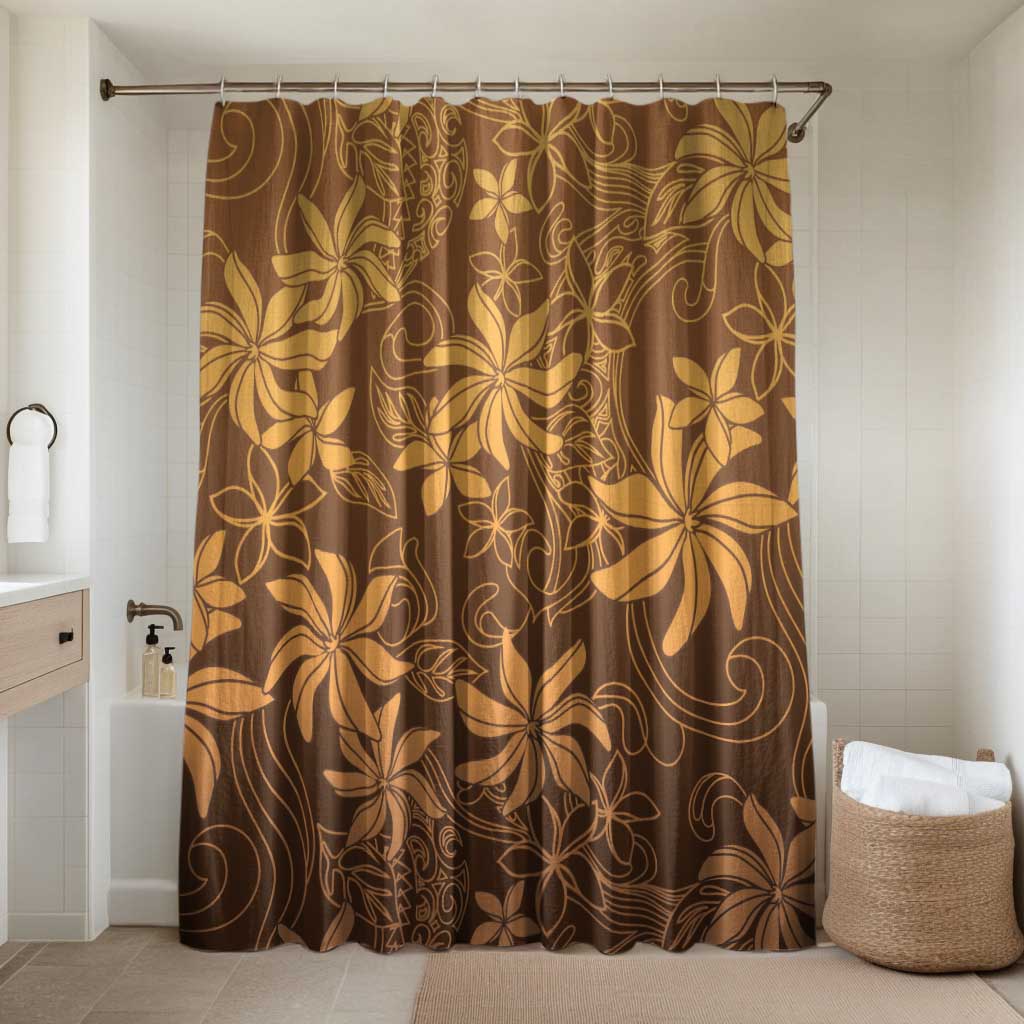 Tiare Tahiti Bathroom Set Brown Polynesia Motifs LT05 Shower Curtain Only Brown - Polynesian Pride