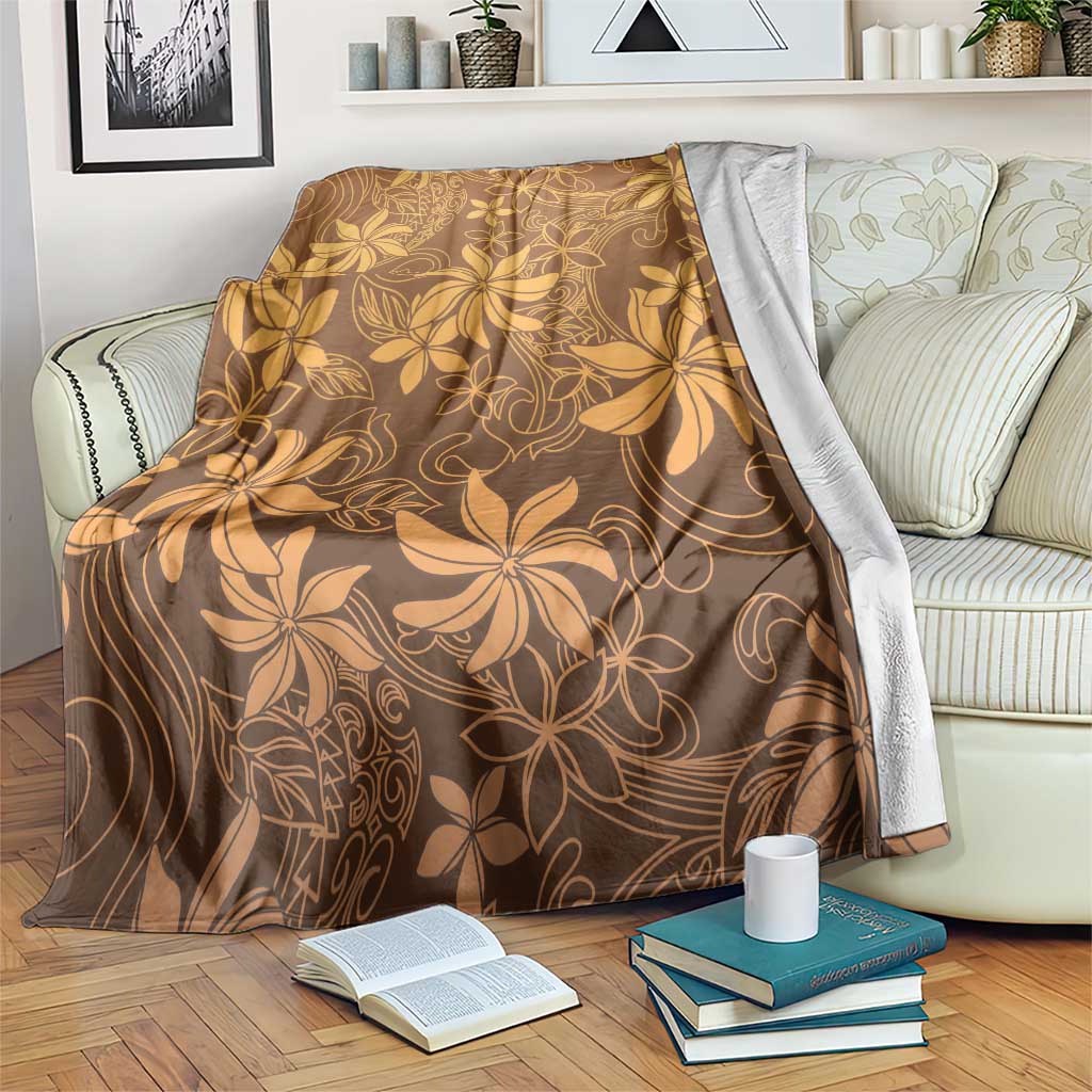 Tiare Tahiti Blanket Brown Polynesia Motifs LT05 Brown - Polynesian Pride