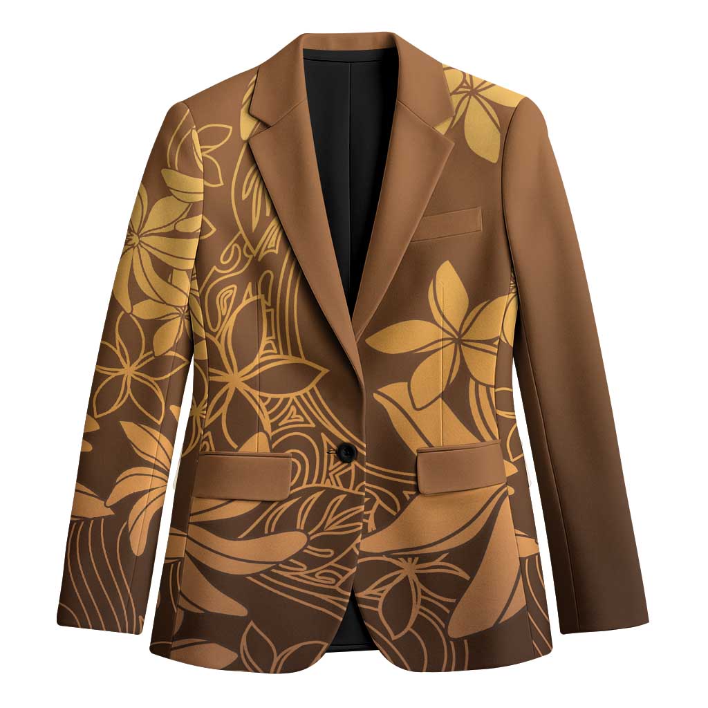 Tiare Tahiti Blazer Brown Polynesia Motifs LT05 Unisex Brown - Polynesian Pride