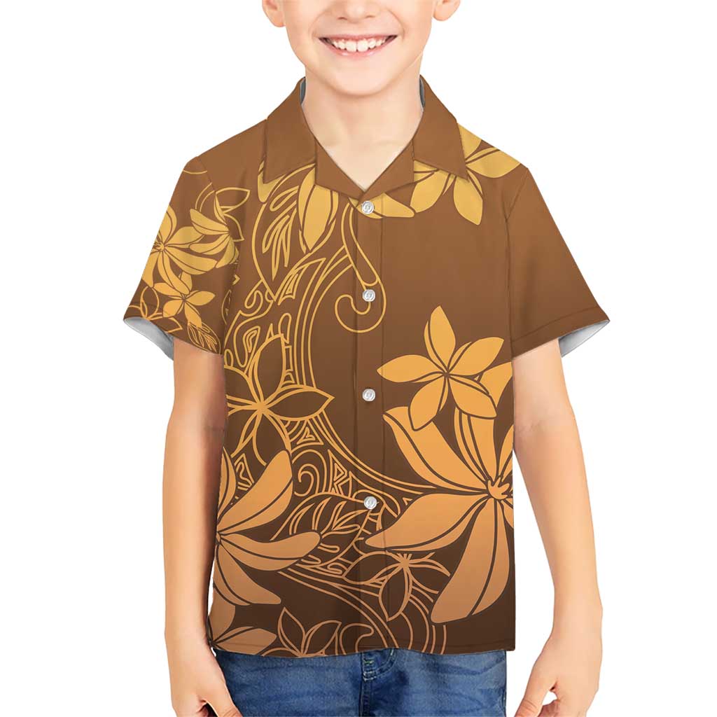 Tiare Tahiti Kid Hawaiian Shirt Brown Polynesia Motifs LT05 Kid Brown - Polynesian Pride