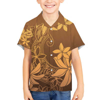 Tiare Tahiti Kid Hawaiian Shirt Brown Polynesia Motifs LT05 Kid Brown - Polynesian Pride