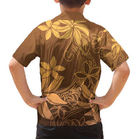 Tiare Tahiti Kid Hawaiian Shirt Brown Polynesia Motifs LT05 - Polynesian Pride