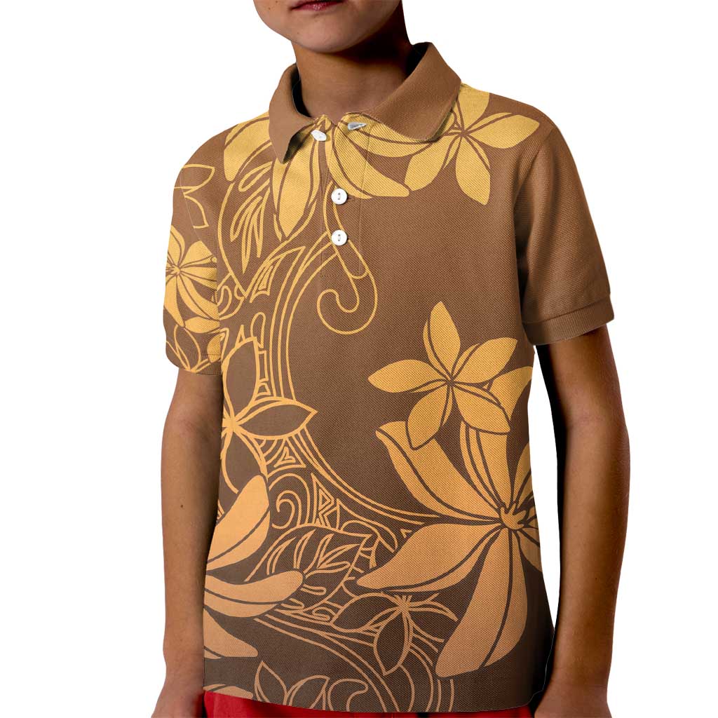 Tiare Tahiti Kid Polo Shirt Brown Polynesia Motifs LT05 Kid Brown - Polynesian Pride