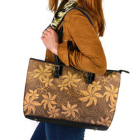 Tiare Tahiti Leather Tote Bag Brown Polynesia Motifs LT05 Brown - Polynesian Pride