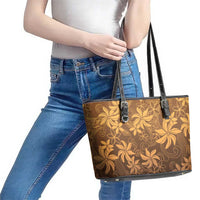 Tiare Tahiti Leather Tote Bag Brown Polynesia Motifs LT05 - Polynesian Pride