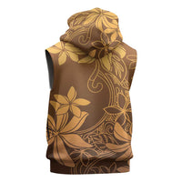Tiare Tahiti Sleeveless Hoodie Brown Polynesia Motifs LT05 - Polynesian Pride