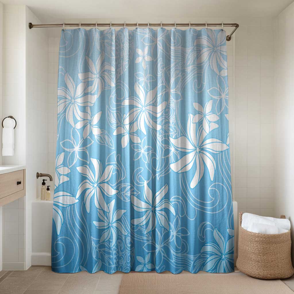Tiare Tahiti Bathroom Set Blue Polynesia Motifs LT05 Shower Curtain Only Blue - Polynesian Pride