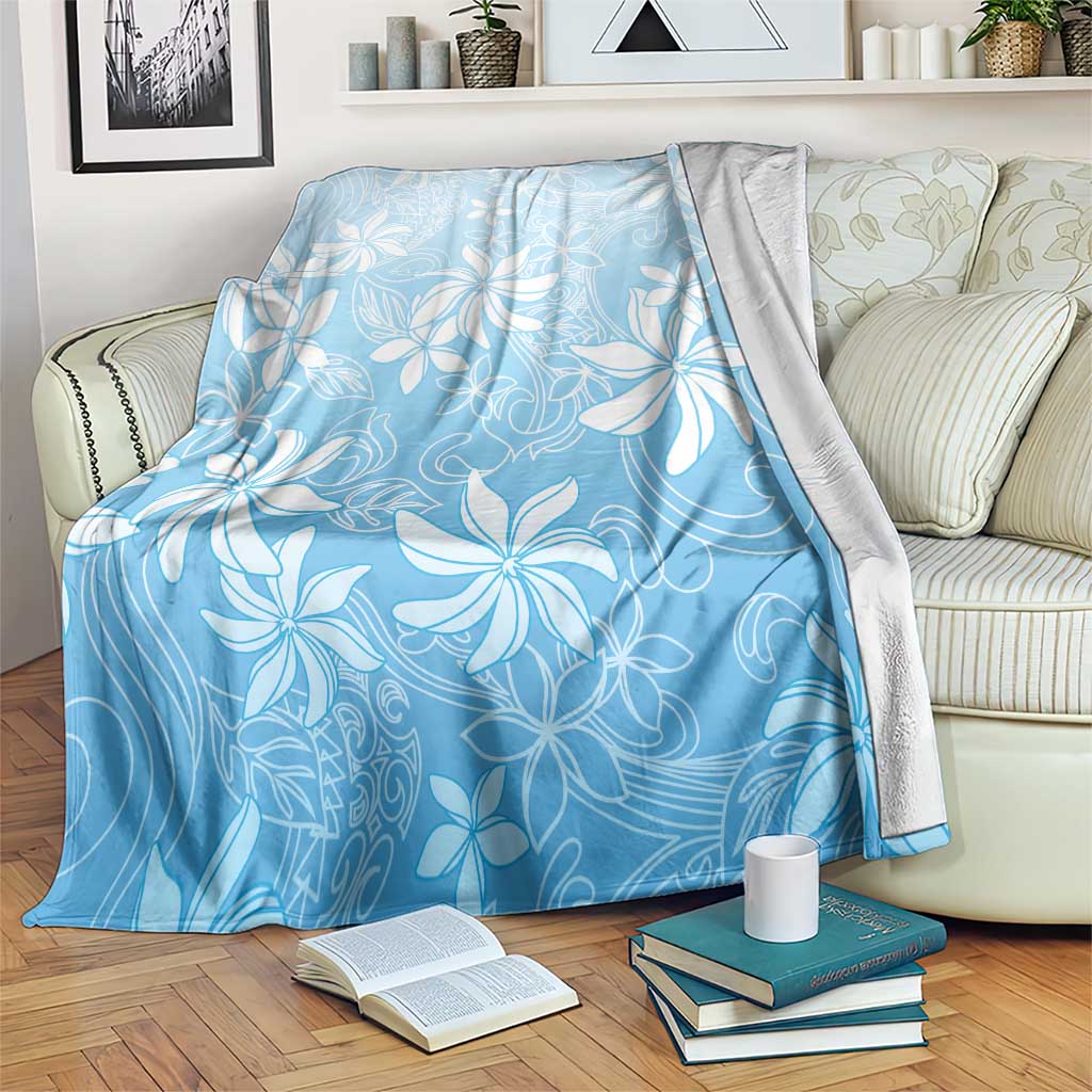 Tiare Tahiti Blanket Blue Polynesia Motifs LT05 Blue - Polynesian Pride