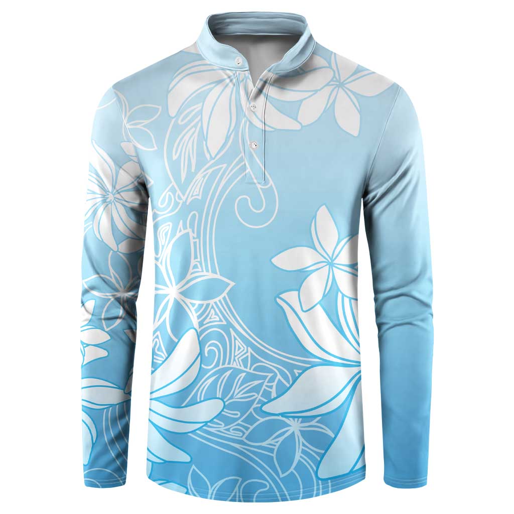 Tiare Tahiti Button Sweatshirt Blue Polynesia Motifs LT05 Blue - Polynesian Pride