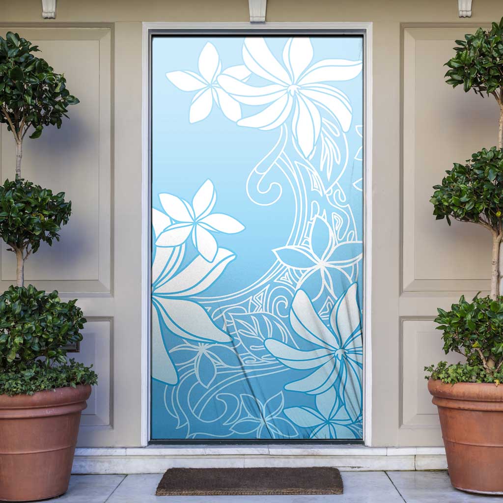 Tiare Tahiti Door Cover Blue Polynesia Motifs LT05 Blue - Polynesian Pride