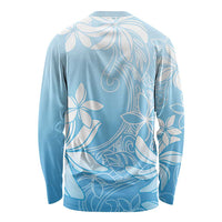 Tiare Tahiti Long Sleeve Shirt Blue Polynesia Motifs LT05 - Polynesian Pride