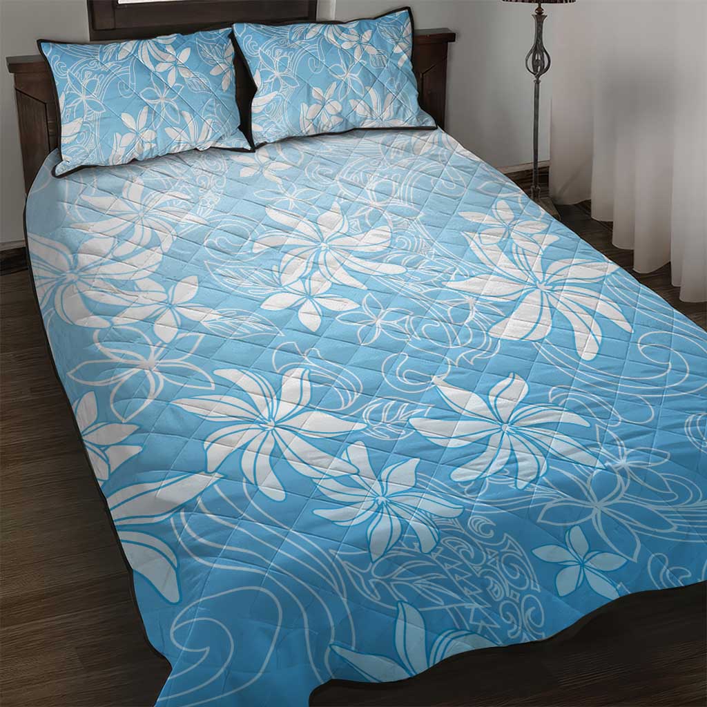 Tiare Tahiti Quilt Bed Set Blue Polynesia Motifs LT05 Blue - Polynesian Pride