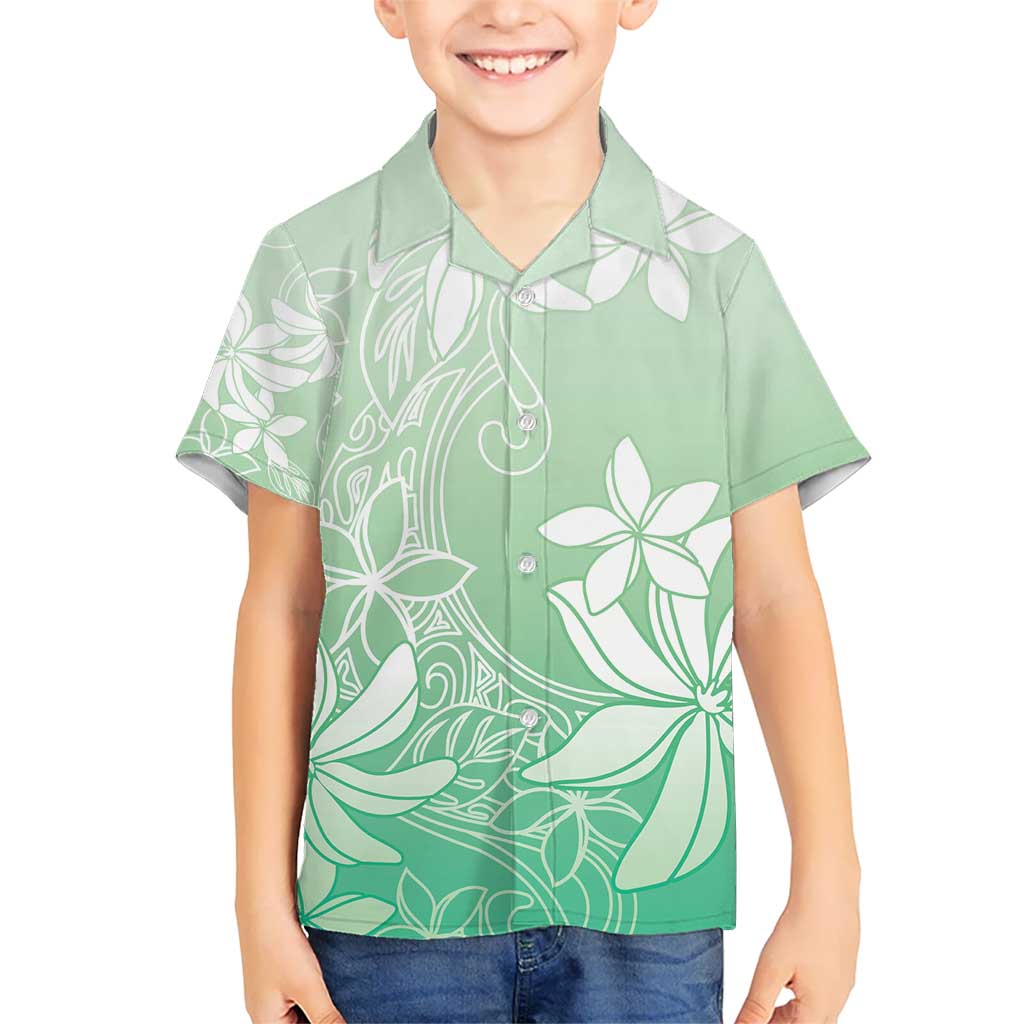 Tiare Tahiti Kid Hawaiian Shirt Matcha Polynesia Motifs LT05 Kid Green - Polynesian Pride