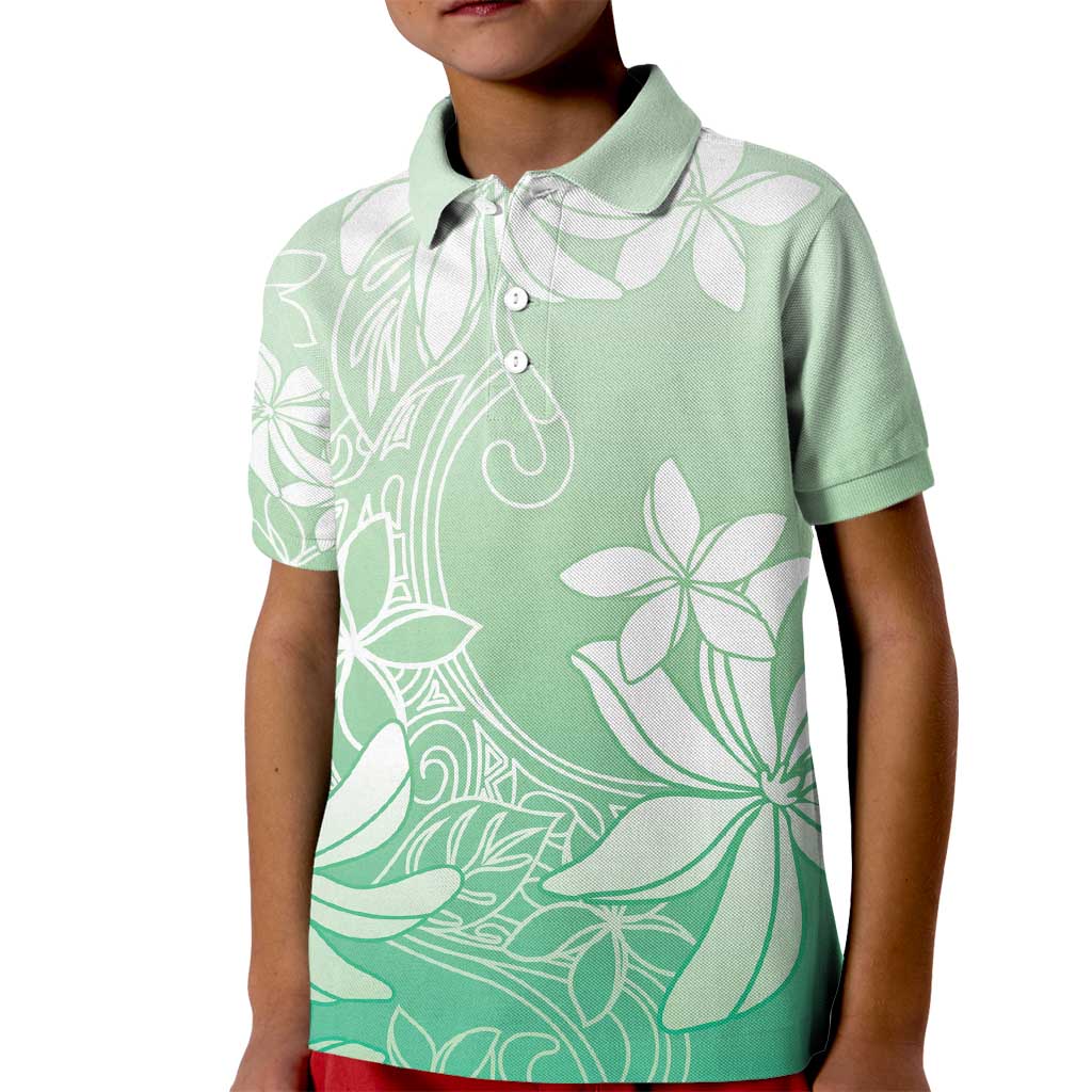 Tiare Tahiti Kid Polo Shirt Matcha Polynesia Motifs LT05 Kid Green - Polynesian Pride