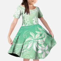 Tiare Tahiti Kid Short Sleeve Dress Matcha Polynesia Motifs LT05 KID Green - Polynesian Pride