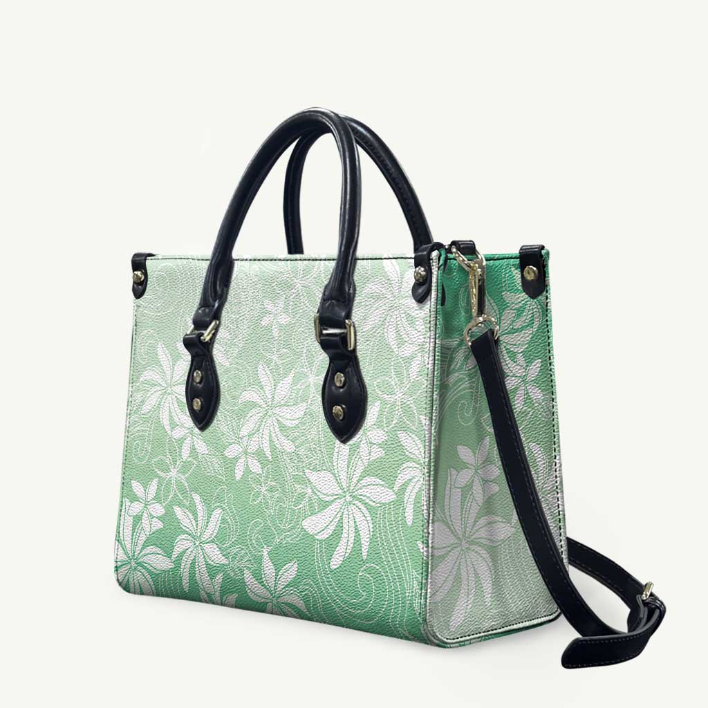 Tiare Tahiti Leather Bag Matcha Polynesia Motifs LT05 Green - Polynesian Pride