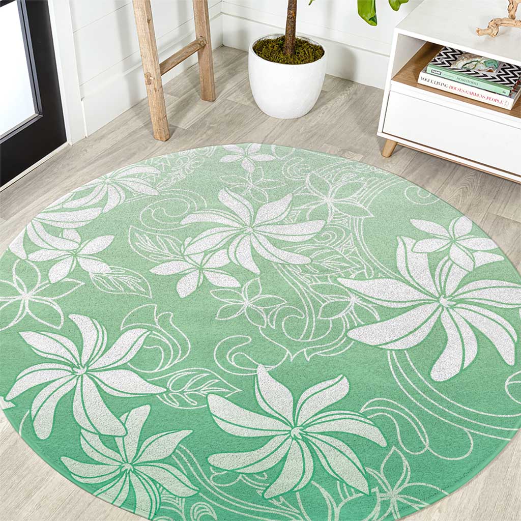 Tiare Tahiti Round Carpet Matcha Polynesia Motifs LT05 Green - Polynesian Pride