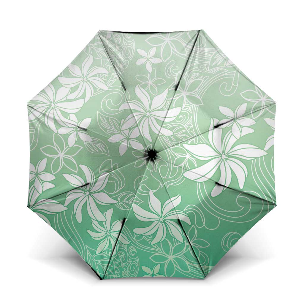 Tiare Tahiti Umbrella Matcha Polynesia Motifs LT05 One Size Folded 11.42 inch Opened Diameter 37.4 inch Green - Polynesian Pride