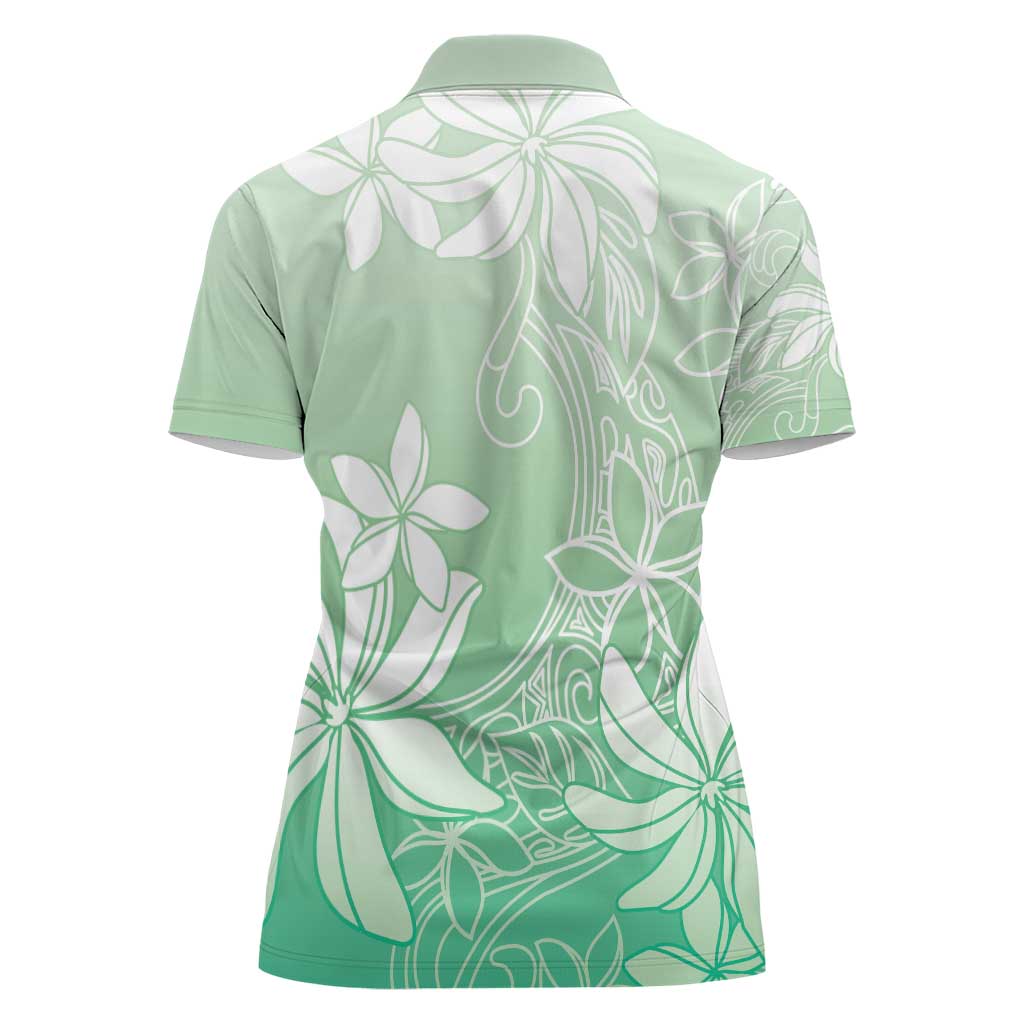 Tiare Tahiti Women Polo Shirt Matcha Polynesia Motifs LT05 - Polynesian Pride