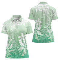 Tiare Tahiti Women Polo Shirt Matcha Polynesia Motifs LT05 - Polynesian Pride