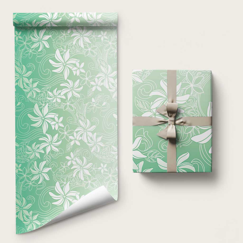 Tiare Tahiti Wrapping Paper Matcha Polynesia Motifs LT05 58" × 23" Green - Polynesian Pride