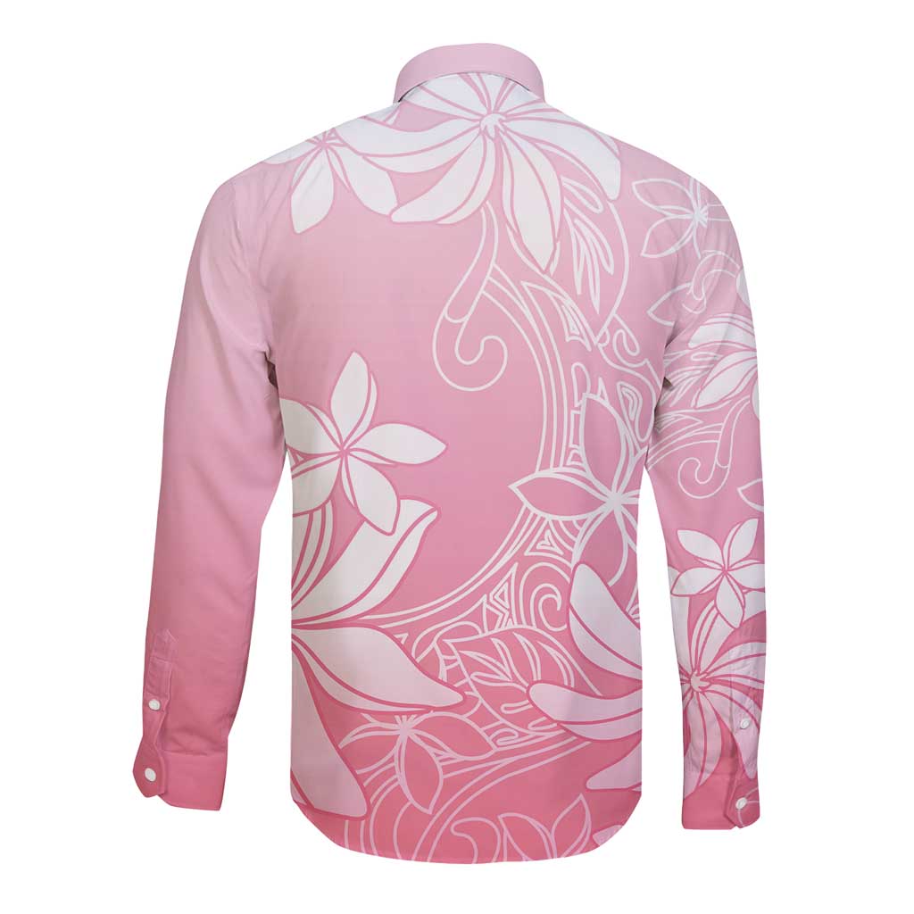 Tiare Tahiti Long Sleeve Button Shirt Pink Polynesia Motifs LT05 - Polynesian Pride
