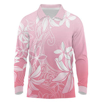 Tiare Tahiti Long Sleeve Polo Shirt Pink Polynesia Motifs LT05 Pink - Polynesian Pride