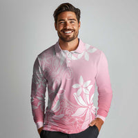 Tiare Tahiti Long Sleeve Polo Shirt Pink Polynesia Motifs LT05 - Polynesian Pride