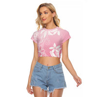 Tiare Tahiti Raglan Cropped T Shirt Pink Polynesia Motifs LT05 Female Pink - Polynesian Pride